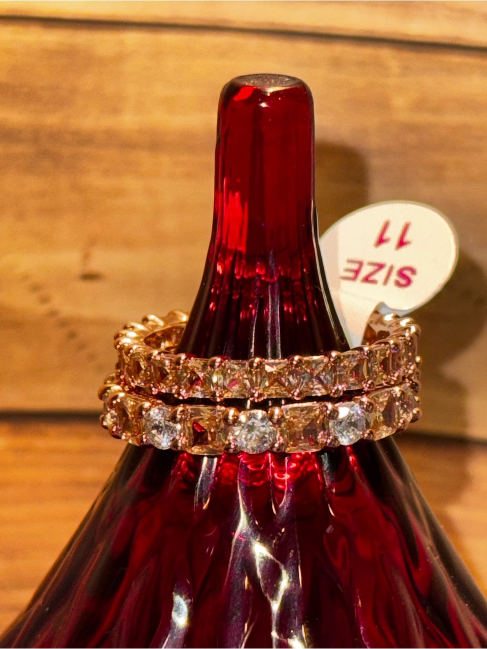 Bomb Party Rose Gold Crystal Eternity Band Set - Size 11